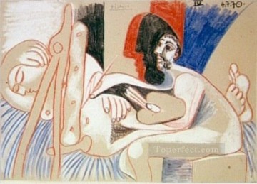 パブロ・ピカソ Painting - 芸術家とそのモデル 7 1970 パブロ・ピカソ